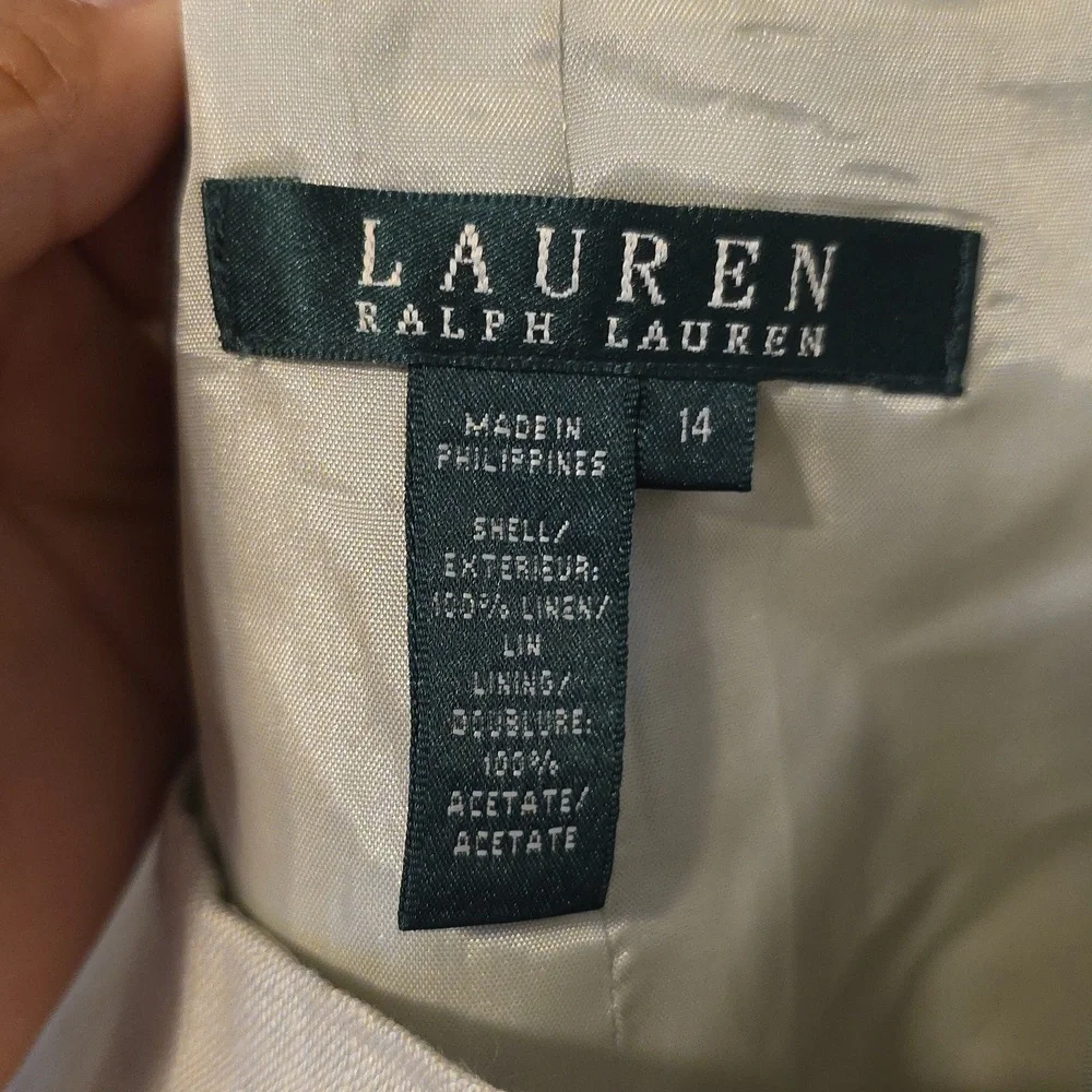 NWT Ralph Lauren Cream Midi Skirt Shell 100% Linen Size 14 - Picture 3 of 5